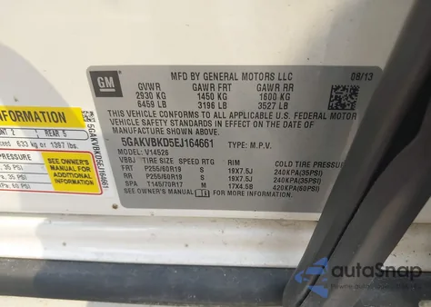 2014 Buick Enclave Leather z USA, uszkodzony, nr VIN 5GAKVBKD5EJ164661